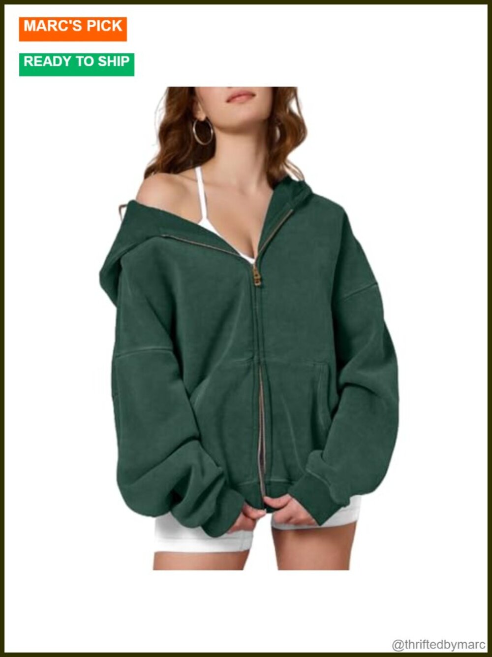 Women's Oversized Zip Up Hoodie Acid Wash Heavyweight Fleece Sweatshirt